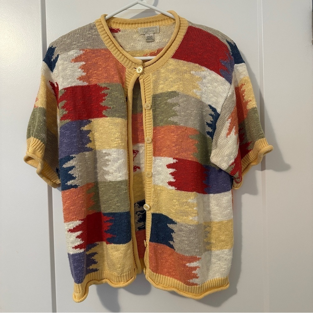 Christopher & Banks Vintage Knit Patchwork Button Cardigan Size Large Women’s